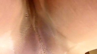 Horny Big Boobed Slut Gets Her Pantyhose All Wet of Warm Pee