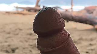 4K! Misscreamy Teacher Handjobs My Cock Under Public Umbrella in the Rain!