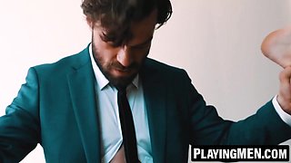 PlayingMen.com - Edward Terrant's shrieks cram the guest room as James Fox plows his caboose