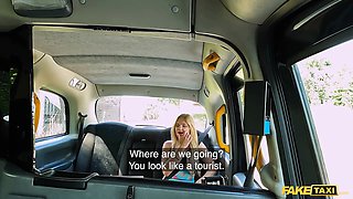 Faux cab sexy curvy blondie beauty fucking a taxi driver on way to airport