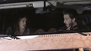 Beautiful babe Kristen Scott gives a blowjob in the car on the first date