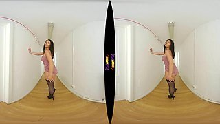 Down The Hall - Big Tit Brunette Solo Striptease
