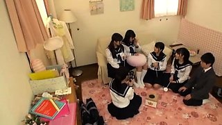 Asian schoolgirl enjoy group sex