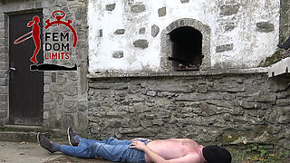 Slave Trampled Hard with Rubber Boots