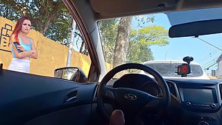 Risky Masturbation for Hot Redhead Who Was at the Bus Stop