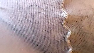 Another piss in light pantyhose with toilet paper to dry pussy
