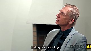Old man makes a cuckold out of his stepson and fucks his cheating GF