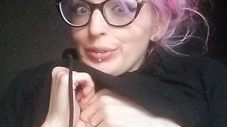 Glamour babe with big boobs masturbates in lingerie