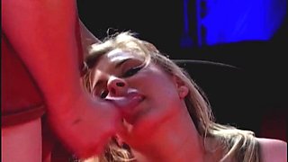 Denisa Crimson fucking, sucking and getting cumshot on stage at Erotica Sex 2009 in Prague