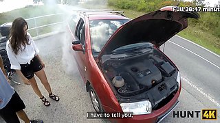 Hunt4k. humiliating her bf while blowing a giant biker’s rod in the forest
