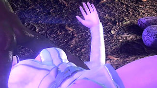 3D Cute Skinny Asian Slut Have Threesome Sex with Two Big Cock Monsters