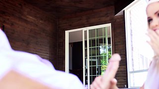 Nasty brunette pornstar with big boobs