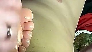 Handjob and Footjob Sexy Oiled Soles