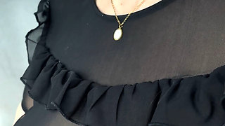 MILF in the Car with Sex Toys Collar Micro Skirt and Sheer Top