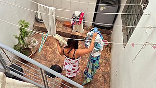 The Neighbor Is Watched Washing Clothes by Her Neighbor