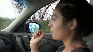 Audrey Royal gets fucked and creamed in the car