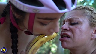 These Old And Young Lesbians Get Wet And Wild During A Bike Ride - MatureNl