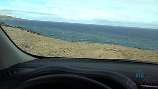 playing with her hairy asian cunt while driving