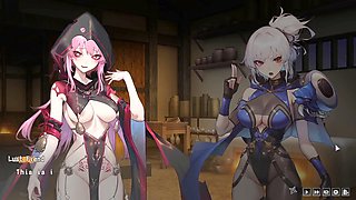 Video game porn, anime girl fucked, eroge gameplay