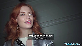 Public Agent Ginger haired babe squirts all over my cock