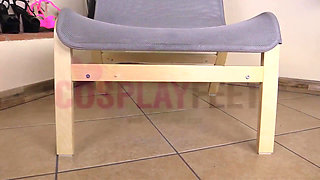 Dollyc Dressed up the Sexiest Cinderella Costume with White Lace Stockings