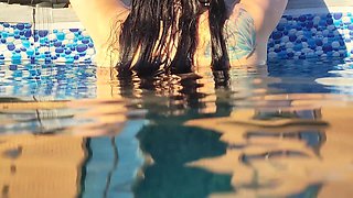 Holding Breath Underwater in Pool, Masturbation and Orgasm