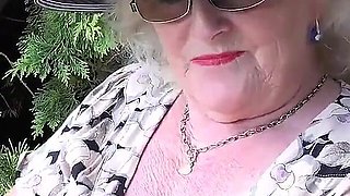 Auntjudys - 66yo Hairy Mature GILF Mrs. Claire Sucks Your Cock in the Garden (pov)