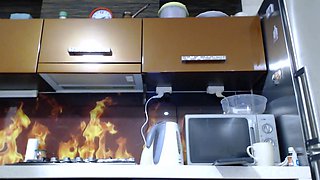 Glamour babe with big boobs masturbates in lingerie