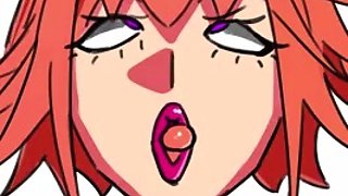Brunette cums to hentai