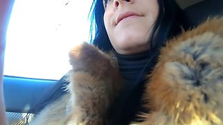 Verified Amateurs In Goes Fur-coat Shopping With Her Husbands Friend. She Will Suck His Cock Out-door 221