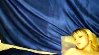 a real female orgasm (blonde milf Marina, dildo)