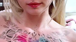 Sexy Blonde Babe With Big Boobs Strips Bra
