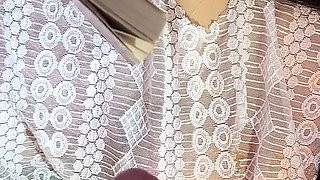 All Natural Big Tits Skinny Long Legs Brunette Makes a Big Cock Guy Moans with Long Tease