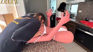 My hot tongue penetrates the breasts of the Zelex doll