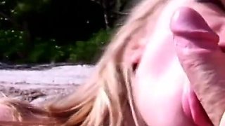 Busty blonde ivana sucking and fucking cock on the beach