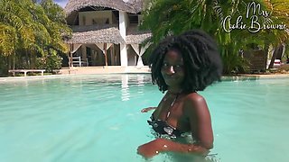 Stunning Ebony Model Poolside Teaser! Damn Mrs Cookie Brownie Is Fire!!!