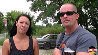 Tattooed German Babe with Dark Hair Fucking Near the Lake