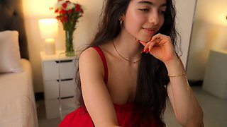 Cute curly brunette solo webcam masturbation