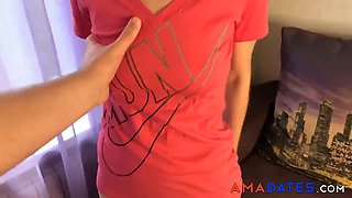 Stepdad fucks his stepdaughter while no one is home and cums in her panties - Amateur Russian Talking