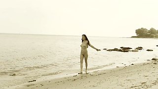 Naked on the Baltic Sea beach