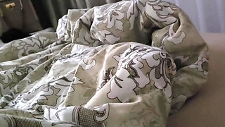 Step mom caught step son big dick in erection and handjob him in bed