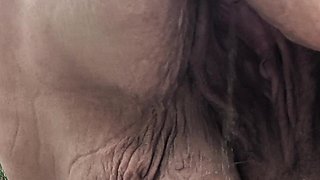 Naughty Maid in the Wood up Close Pisses the Most