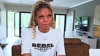 African blonde ebony model on casting