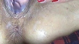 Adult Masturbates with Dildo Close up