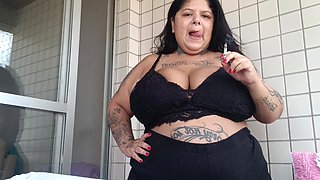 BBW Smoking on Her Balcony