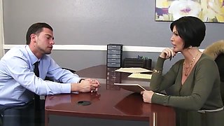 Guy bangs his busty boss Shay Fox in the office