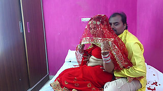 Newly married indian first night Sex and romance video, boobs press removal saree blouse