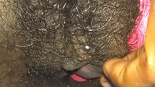 Flashing Rubbing My Tight Hairy Pussy Closeup