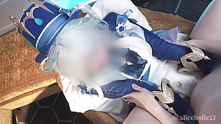 Genshin Impact Furiina cosplaying multiple orgasm hentai video