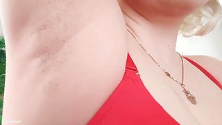 Arya Grander And Mistress Red - Female Domination Video: Mistress In Red Lingerie Teasing By Sweaty Armpits